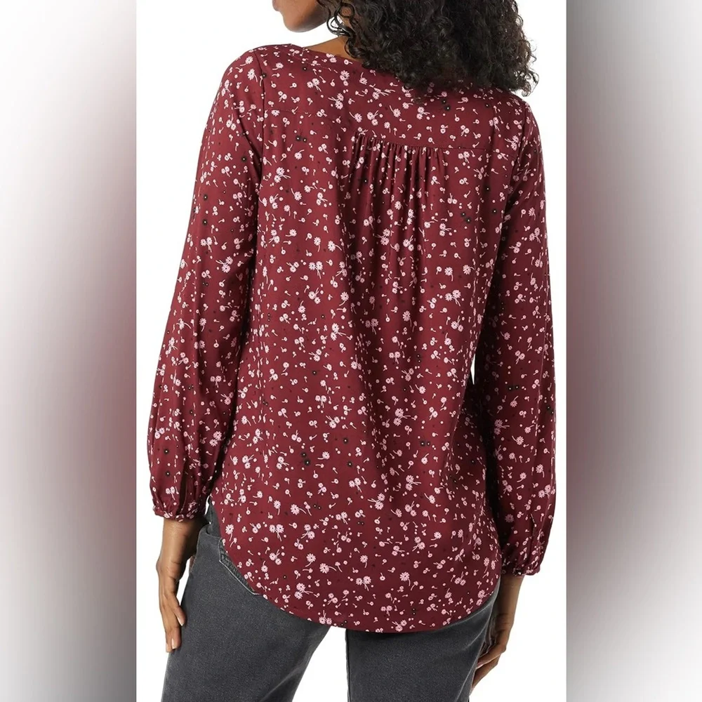 NWT Amazon Essentials Lightweight Georgette Blouson Sleeve Shirt Size XS - Picture 2 of 6